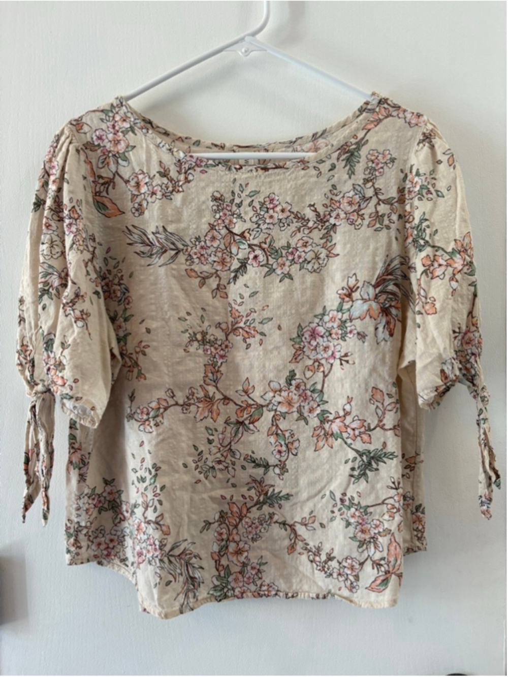 Westmoon Floral Puff Sleeve Top Blouse Crop Boho Size Medium M